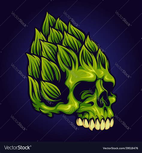 Hop Brewery Beer Skull Mascot Royalty Free Vector Image