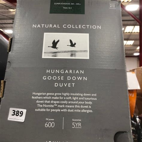 John Pye Auctions John Lewis Hungarian Goose Down Duvet Super King