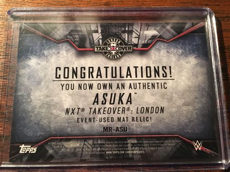 2017 ASUKA Topps WWE Women S Division NXT Takeover London Mat Relic 168