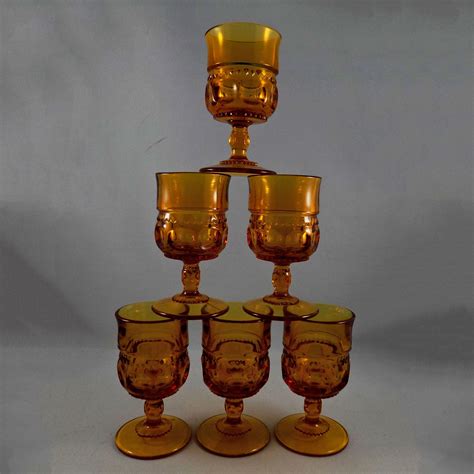 Vintage Amber Glass Cordial Glasses Pressed Amber Glass Etsy Amber Glass Cordial Glasses