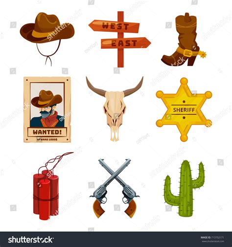 Wild West Collection Icons Western Illustrations Stock Vector Royalty Free 713752171