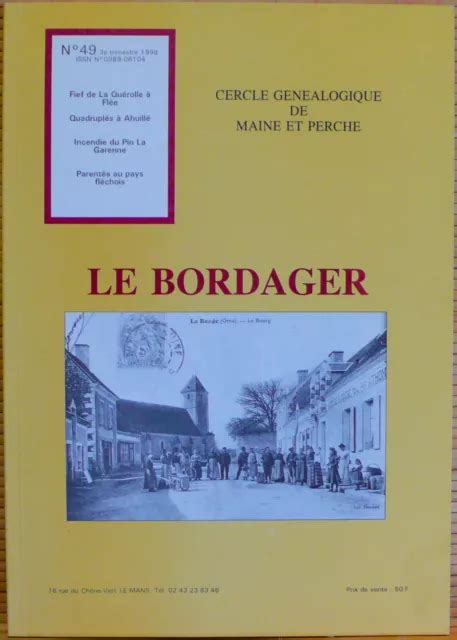 LE BORDAGER N 49 Cercle Généalogique Maine et Perche EUR 7 80