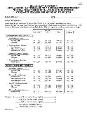 Fillable Online COBRA ELECTION RATE FORM 010119 Fax Email Print PdfFiller