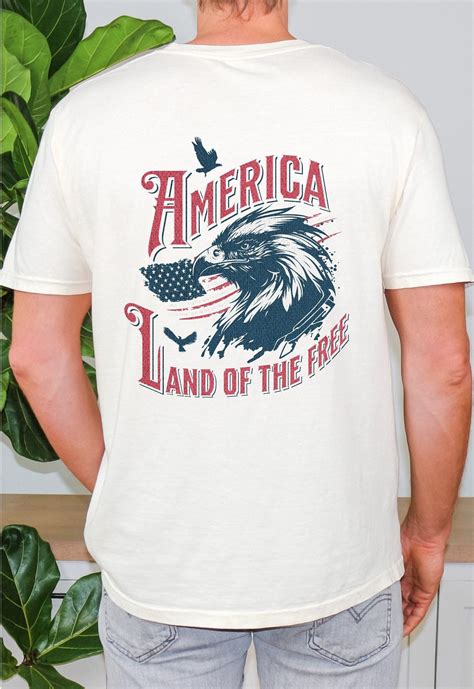 Mens Land Of The Free T Shirt Comfort Colors 4th Of July Back Print