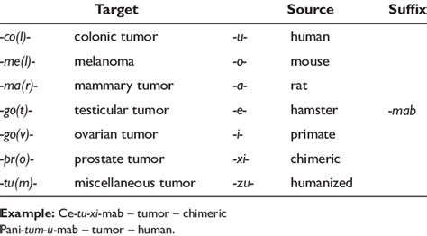 Monoclonal Antibody Nomenclature Guidelines On The Use Of Inns 1997 Download Table