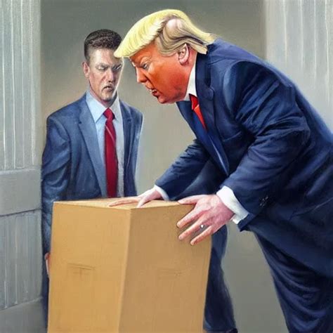 Jon Mcnaughton Painting Of Donald Trump Sneaking Out Stable Diffusion