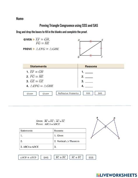 Proving Triangles Congruent With Congruence Shortcuts Proving Worksheets Library