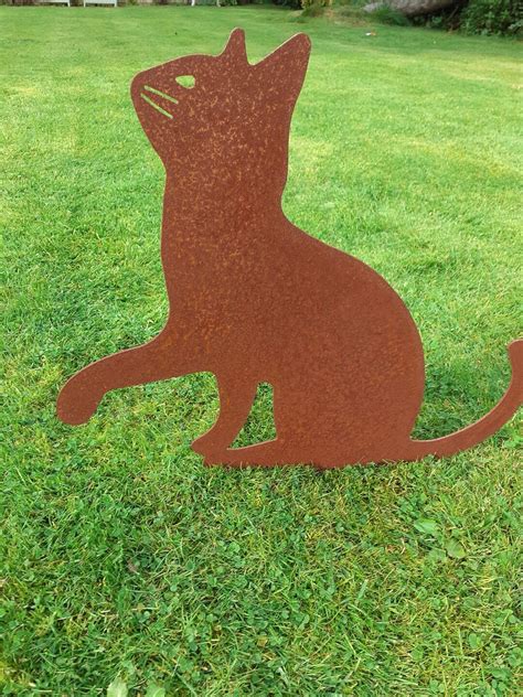 Rusty Metal Cat Garden Ornament Silhouette Sculpture From A Collection