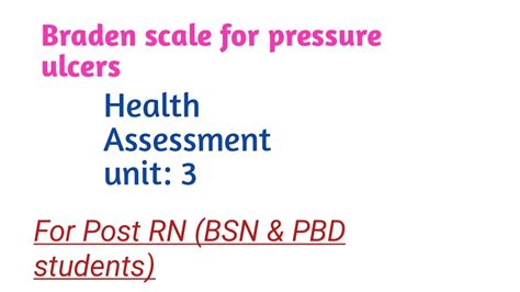 How To Use Braden Scale For Bed Sores Pressure Ulcers Assessment Youtube