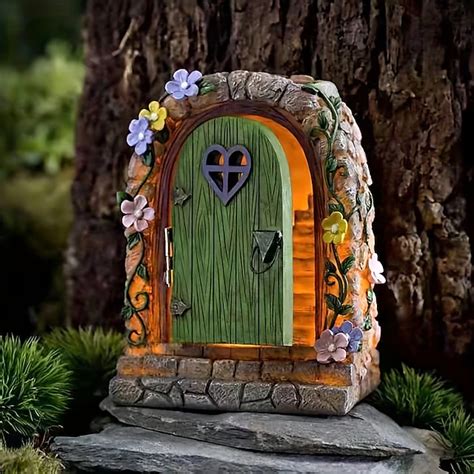 Solar Fairy Door Garden Miniatures,Fairy Door with Steps, Resin Fairy ...