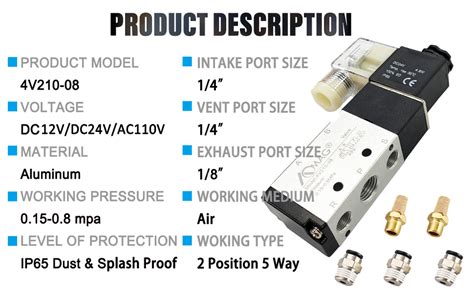 Amazon Aomag Pneumatic Pt Solenoid Valve V Dc V