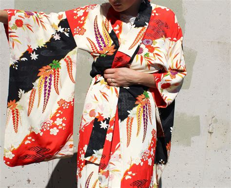 Vintage 1930s Kimono Robe 20s 30s 40s Art Deco Bright Etsy