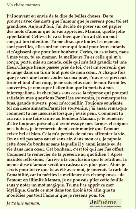 Chère Maman Texte Pour Maman Message Pour Maman Mot Pour Maman