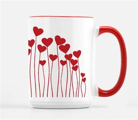 Valentines Heart Mug Red Heart Mug Valentines Day Decor 15 Oz