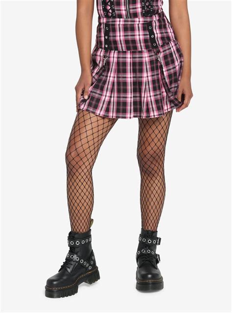 Hot Topic Black And Pink Plaid Pleated Suspender Skirt Mall Of America®