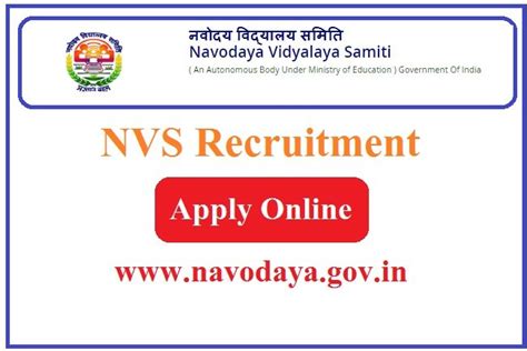 Nvs Recruitment Apply Online For Post Navodaya Gov In