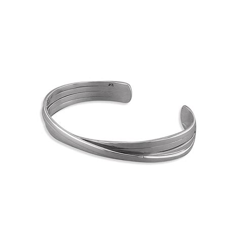 STERLING SILVER TRIPLE LAYERED CURVED WAVE CUFF Jewelry From Adams