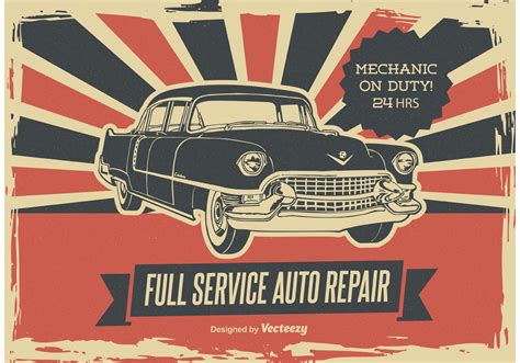 Retro Car Repair Poster Download Free Vector Art Stock Graphics And Images