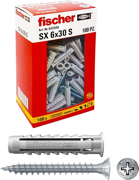 Fischer Lot De Chevilles Sx Avec Vis X Mm Pour Mur