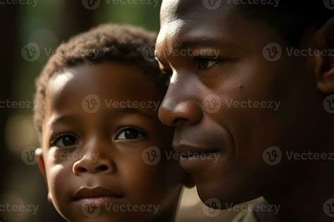 Happy African American Father And Son Looking At Each Other In The Park