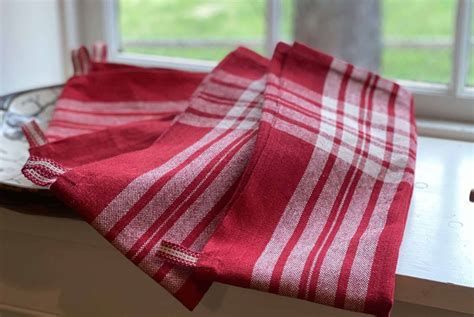 Retro Red Kitchen Towels Plain Weave And Beyond