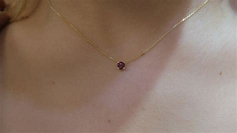 Garnet Necklace/ 14k Gold Garnet Necklace/ Dainty Garnet | Etsy