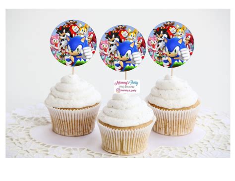 Sonic Cupcake Toppers Sonic The Hedgehog Cupcake Topper Etsy