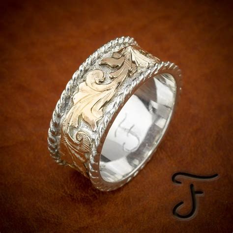 Fanning Jewelrys Handmade Mens Rings Western Rings Cowboy Wedding Mens Wedding Rings