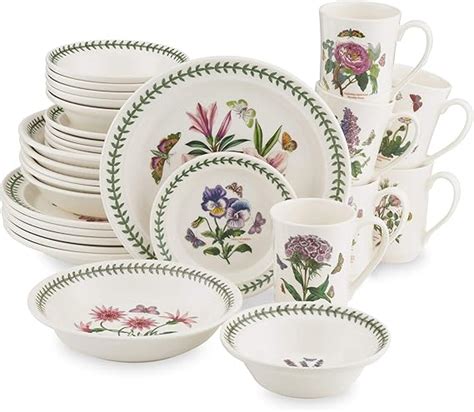 Portmeirion Botanic Garden 30 Piece Dinnerware Set Assorted Floral Motif Fine