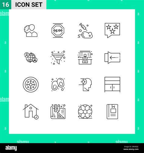 Conjunto De Pictogramas De 16 Contornos Simples De Burbujas Ratones