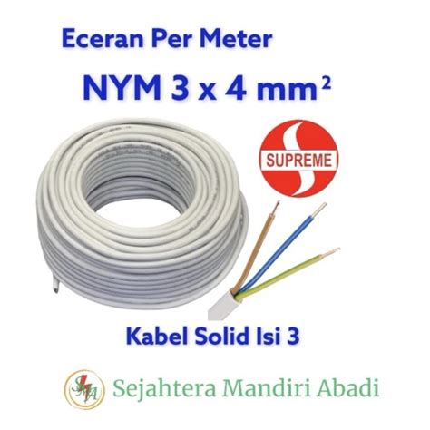 Jual Kabel NYM 3x4 Supreme Per Meter Eceran Isi 3 Kawat Solid Putih