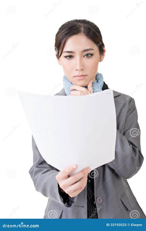 Asian Business Woman Holding File Document Paper Stock Image Image Of