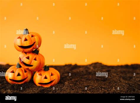Halloween Decoration With Friendly Pumpkins Stock Photo Alamy