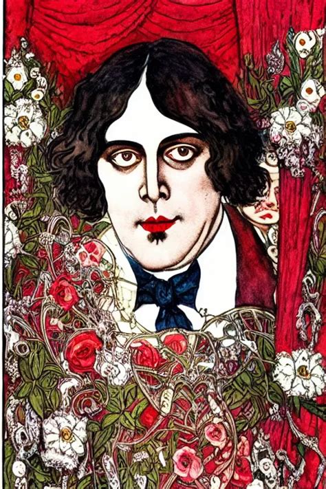 Realistic Portrait Of Oscar Wilde In The Center Of An Stable