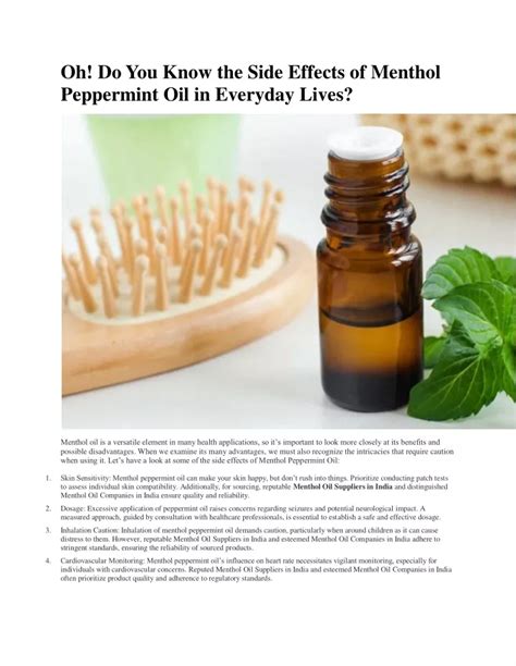 PPT - Oh Do You Know the Side Effects of Menthol Peppermint Oil in ...