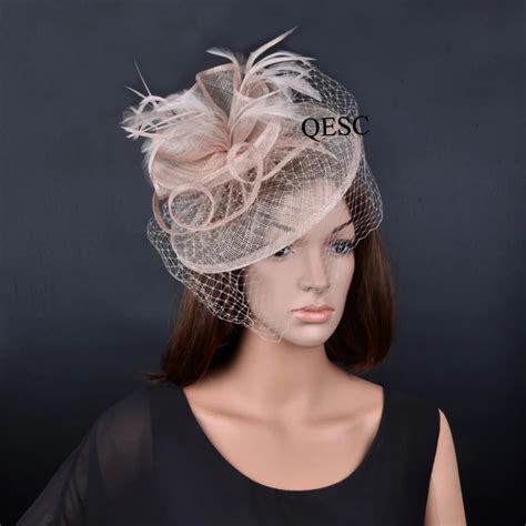 New Sinamay Fascinator Bridal Top Hats With Feathersandbirdcage Veil For Wedding Women S Hat