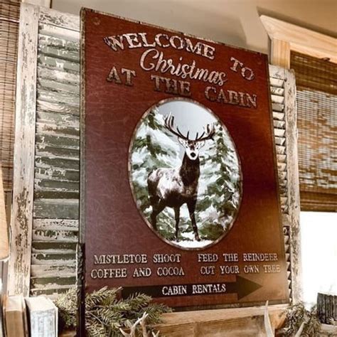 Christmas at the Cabin, Christmas Decor, Rustic Christmas, Large Canvas ...