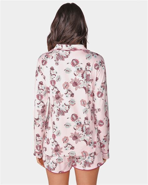 Riachuelo Pijama Feminino Curto Botões Manga Longa Floral Indiana