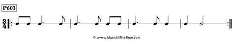 Dotted Quarter Notes In 3 4 Rhythm Pattern P603 Time Lines