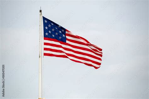 American flag, the Star Spangled Banner, 15-star and 15 stripe design ...