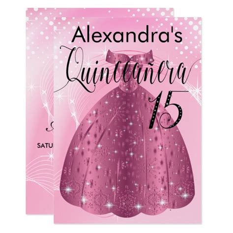 Quinceañera Rose Gold And Blush Pink Sparkly Invitation Zazzle Pink