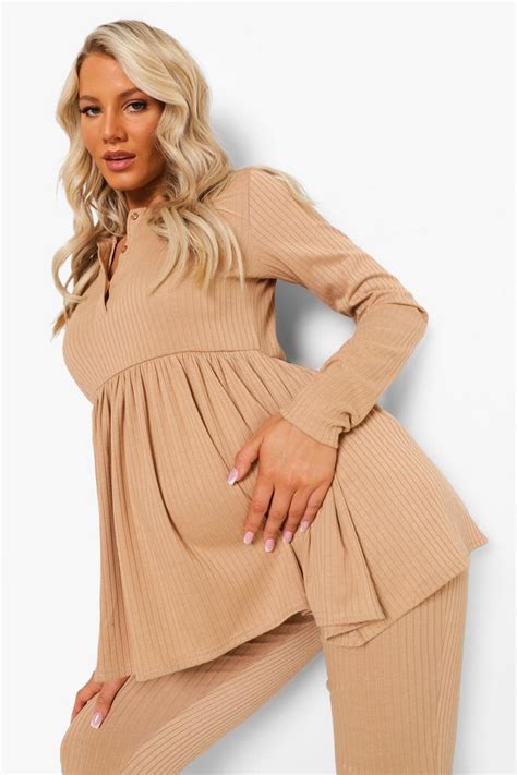 Womens Maternity Button Front Smock Loungewear Set Boohoo Uk