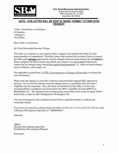 Transfer Of Ownership Letter Template Samples Letter Template Collection