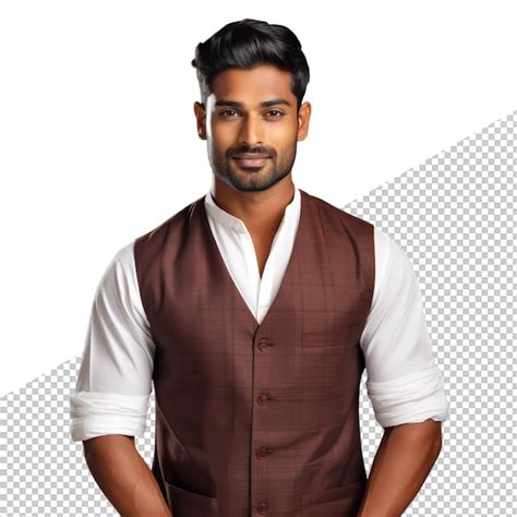 Premium Psd A Man With A Brown Vest And A White Shirt With A White