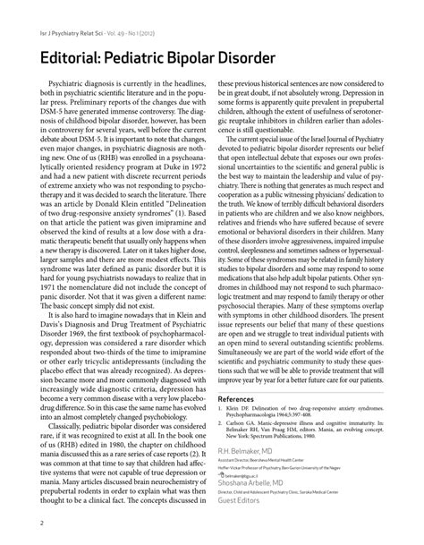 Pdf Editorial In Special Issue Part 1 Pediatric Bipolar Disorder