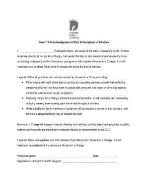 Fillable Online Covid Acknowledgement Of Risk Form Fax Email Print