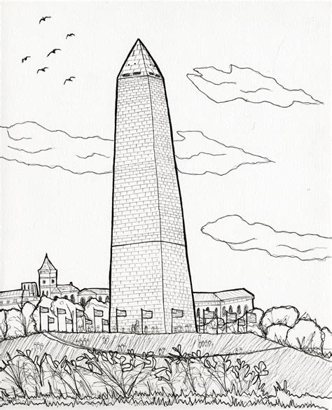 How To Draw The Washington Monument Washington Monument Coloring Page Step By Step Drawing