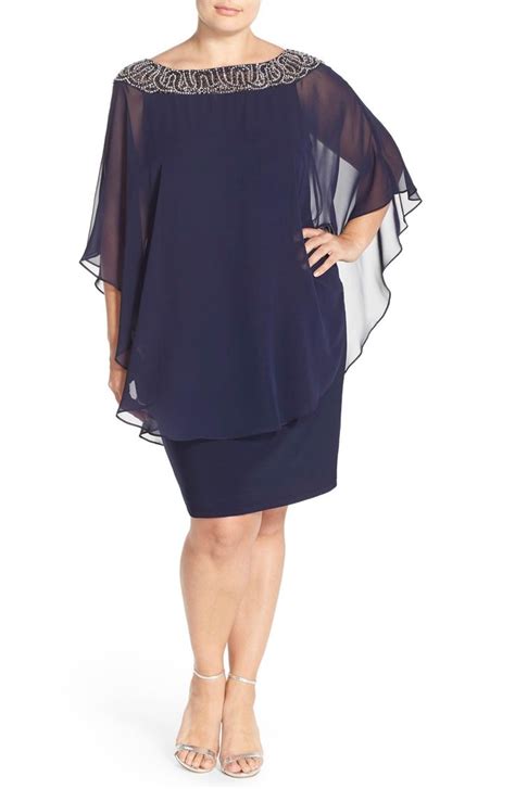 Xscape Evenings Xscape Embellished Chiffon Overlay Jersey Sheath Dress