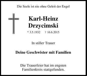 Traueranzeigen Von Karl Heinz Drzycimski Trauer In NRW De