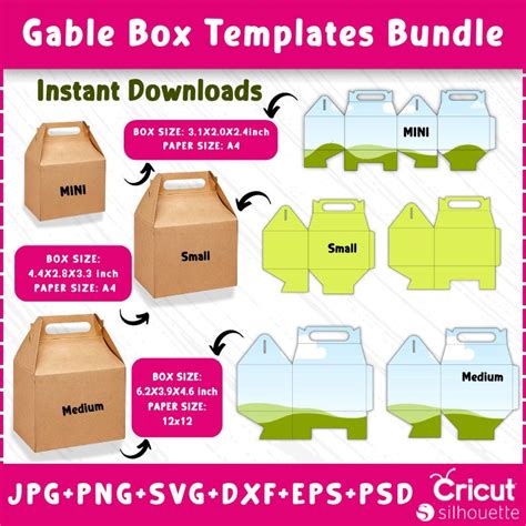 Gable Box Template Bundle Box Svg Gable Box Svg Box Templates Svg